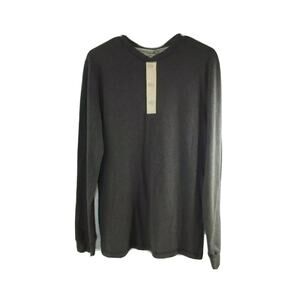 3.1 PHILLIP LIM MENS Long Sleeve HENLEY SHIRT - NWT Size Small - Gray Round Neck